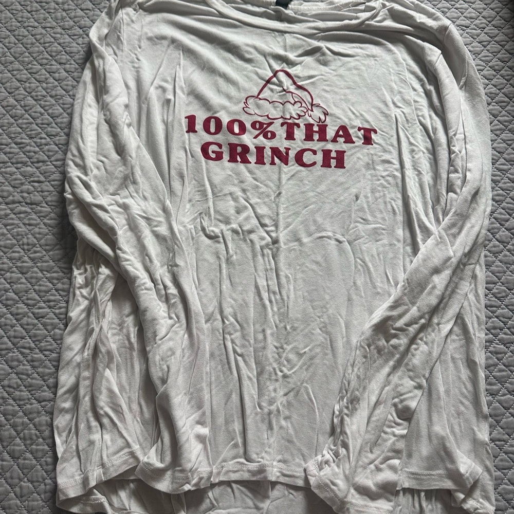 White Long Sleeve Grinch Graphic Tee